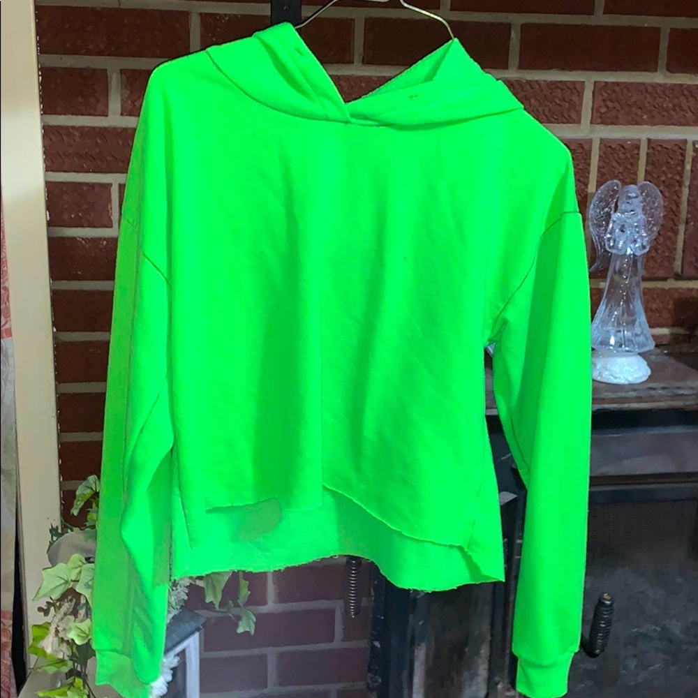 Neon green crop top hoodie